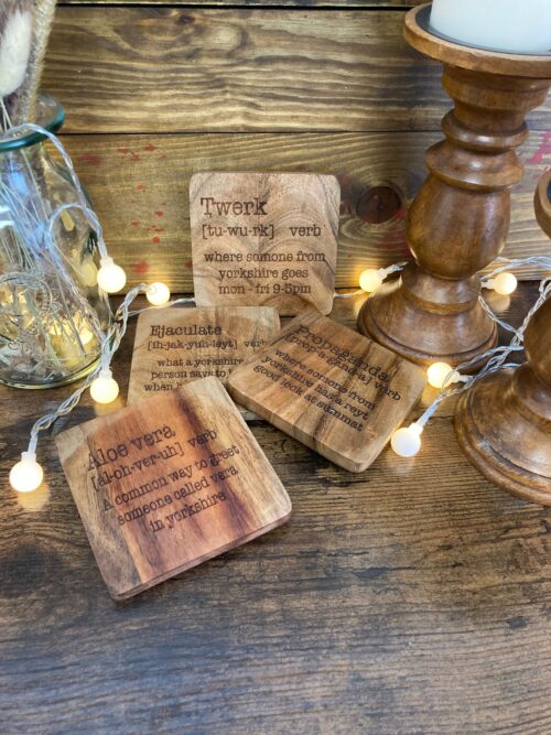 Solid wood Yorkshire Definition coasters set of 4