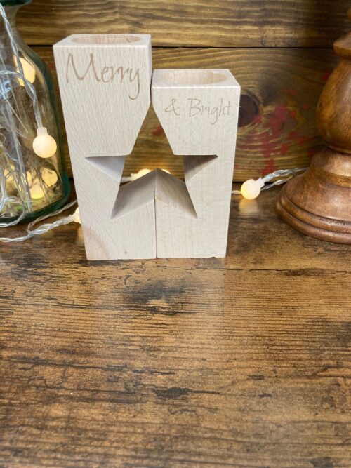 Merry & bright twin tea light holder