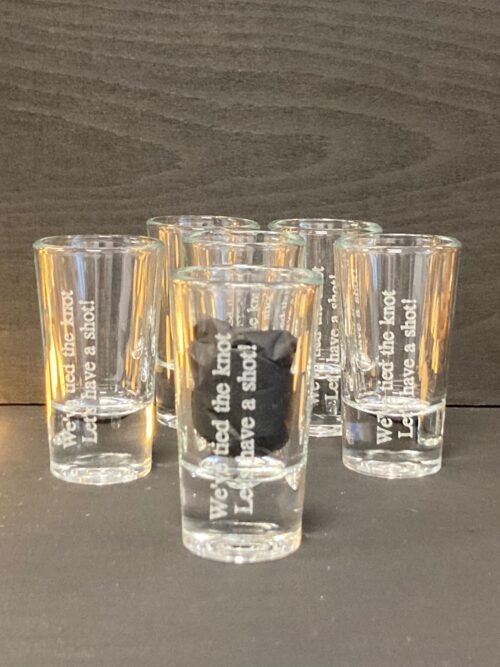 set of 6 we've tied the knot now take a shot glasses