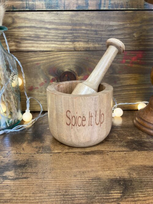 wooden spice it up pestle and mortar