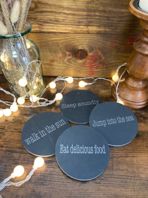 Set of 4 slate inspirational quote coasters