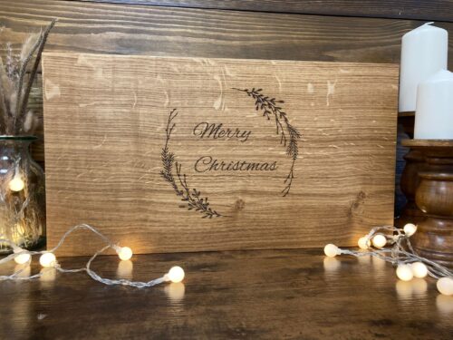 oak merry christmas chopping board