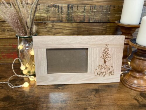 oak merry christmas picture frame