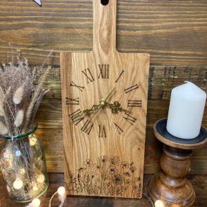 wooden oak cutting board kitchen clock