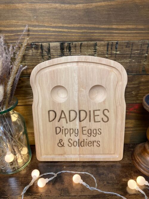 daddies dippy eggs & soldiers serving board